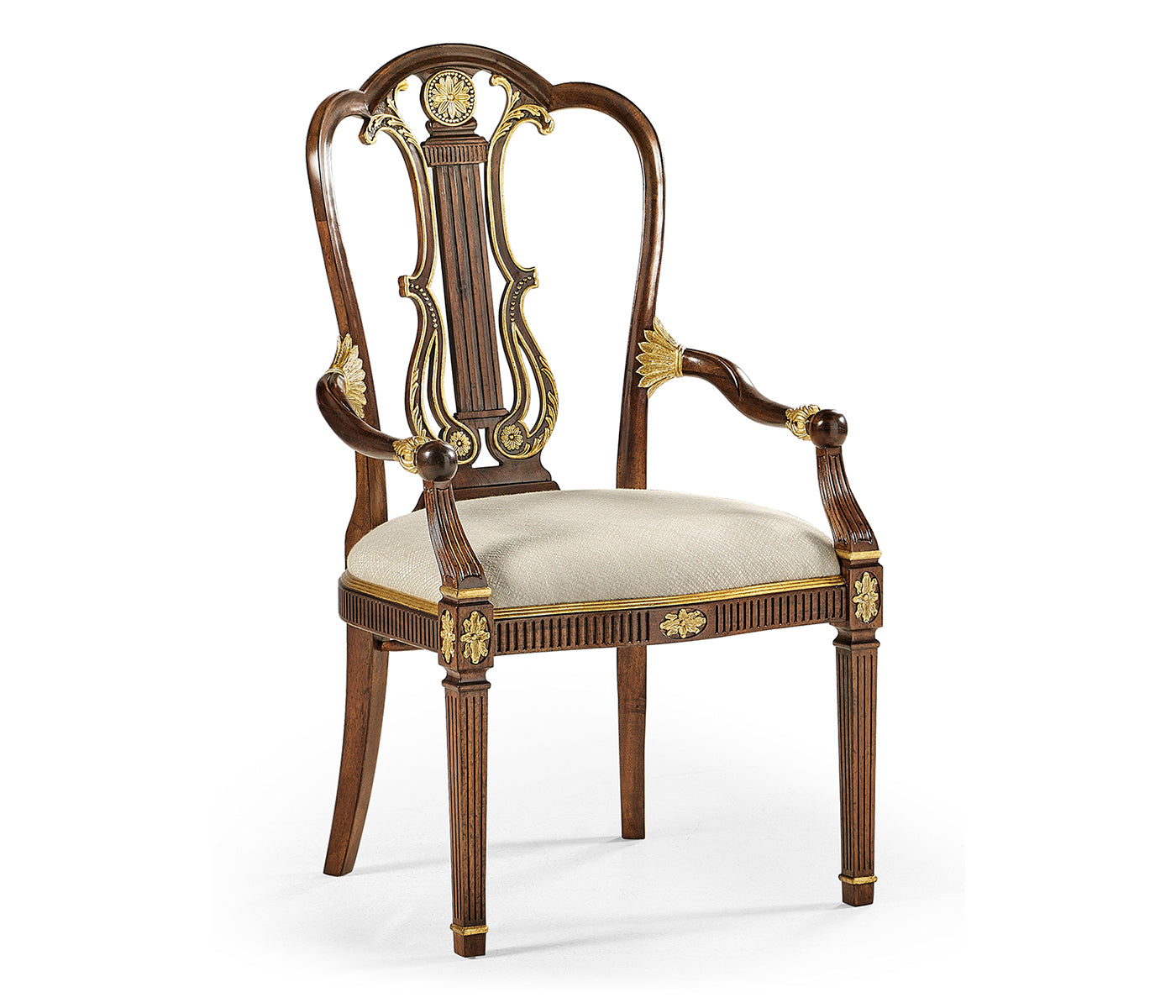 Gilded Lyre Back Arm Chair